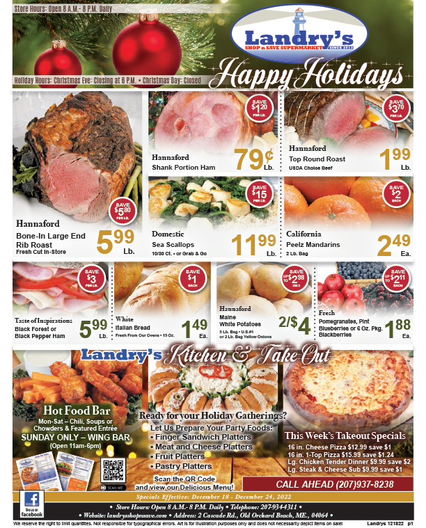 December 18th, 2022 Landry's Shop 'n Save Old Orchard Beach, Maine